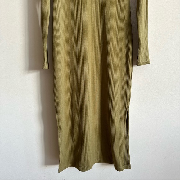 NWT Sweaty Betty Olive Green Ribbed Henley Long Sleeve Cotton Midi Dress Sz S - Picture 11 of 16